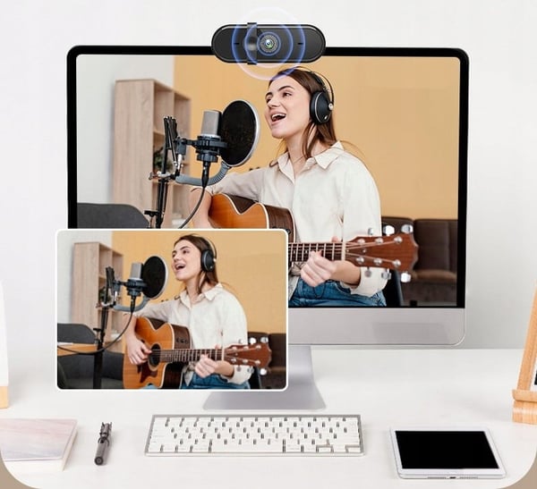 Zenwire W6 Webcam med mikrofon til computer USB 3.0 Full HD 1080p Endedæksel