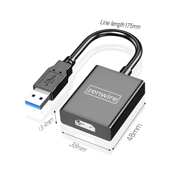 USB 3.0 til HDMI konverteradapter til Zenwire ZC-10 grafikkort