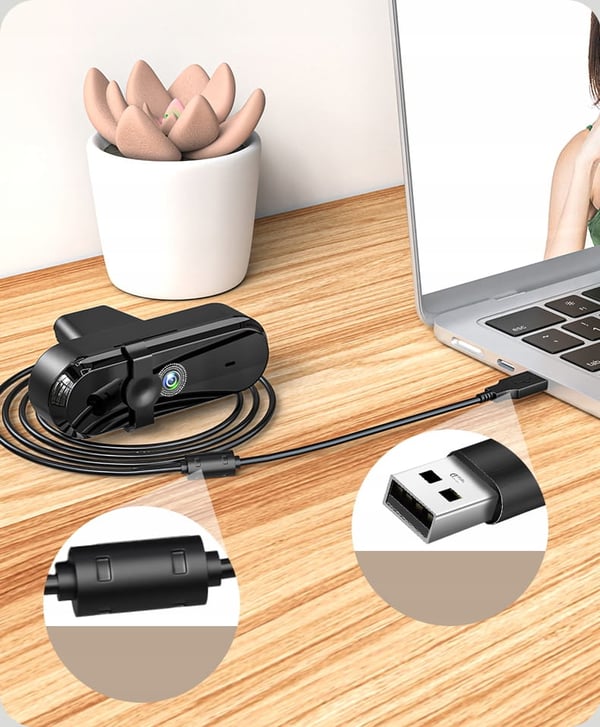 Zenwire W6 Webcam med mikrofon til computer USB 3.0 Full HD 1080p Endedæksel