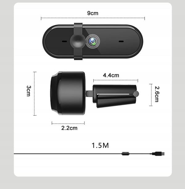 Zenwire W6 Webcam med mikrofon til computer USB 3.0 Full HD 1080p Endedæksel