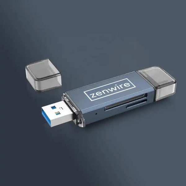 SD-muistikortinlukija USB 3.0 USB-C 4-in-1 -sovitin SD + micro SD TF 5 Gb/s jopa 2 TB Zenwire BYL-2218TU