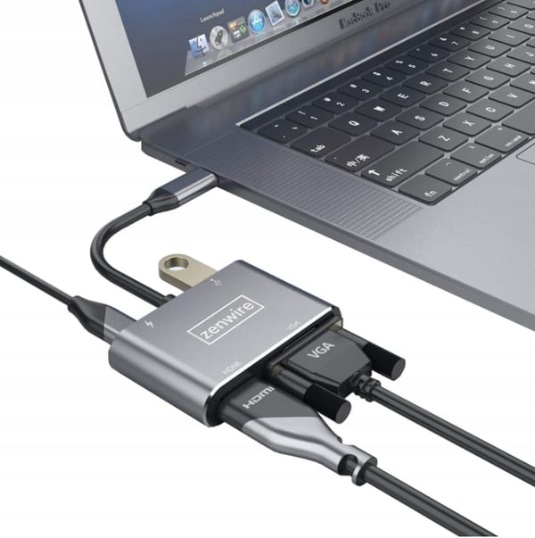 Adapterhubb USB-C 4-i-1 HDMI 4K VGA USB-adapter