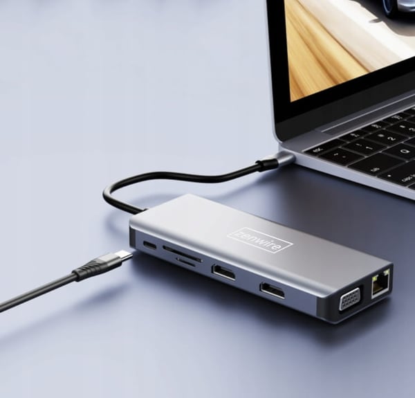 Adapterhubb 12-i-1 USB-C 2x HDMI VGA USB-uttag SD LAN