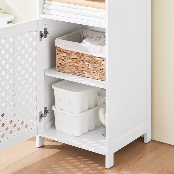 SoBuy Smalt badeværelseskab 45X41.5X170cm – Pladsbesparende højskab med justerbare hylder | Hvid BZR209-W