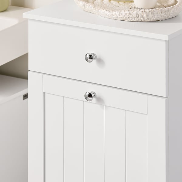 SoBuy Hvid Badeværelsesskab 40x38x91cm - Med vasketøjskurv og skuffe BZR21-II-W