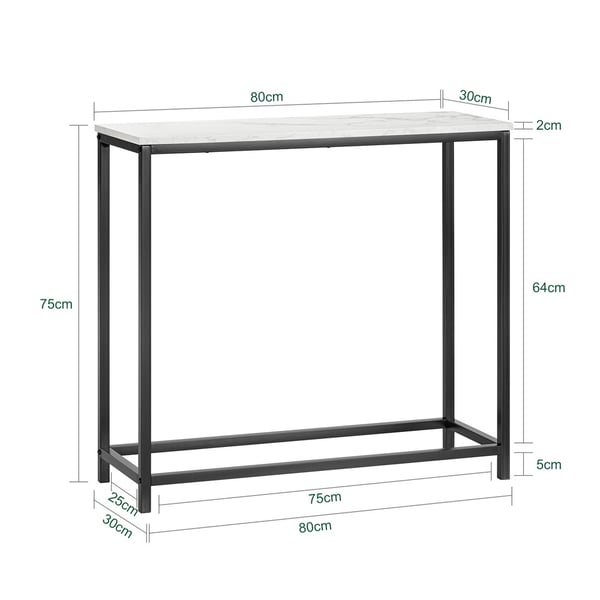 SoBuy Pladsbesparende Sidebord Konsolbord marmormønstret Længde 80 cm Bredde 30 cm Højde 75 cm FSB29-SCH
