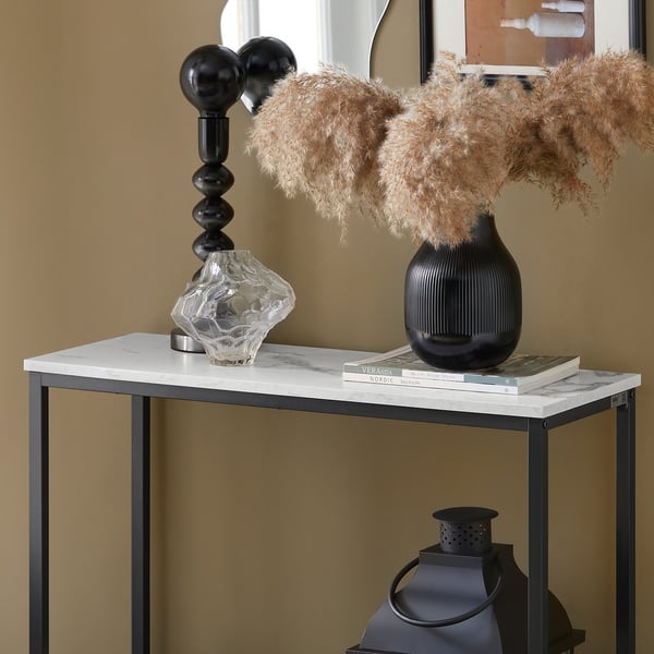 SoBuy Pladsbesparende Sidebord Konsolbord marmormønstret Længde 80 cm Bredde 30 cm Højde 75 cm FSB29-SCH