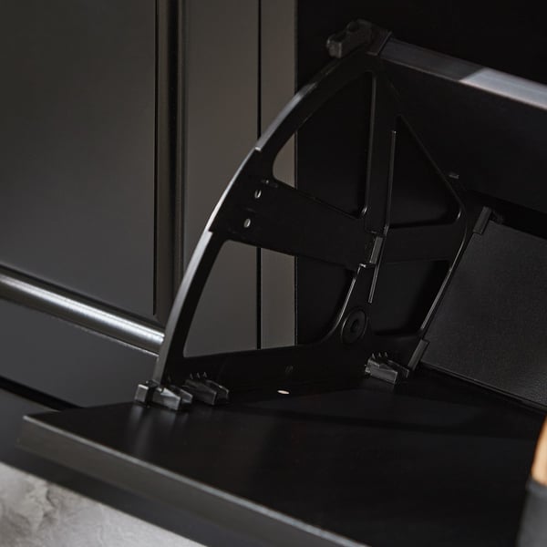 SoBuy Skoskab med bænk og 2 klapdøre – 104×24×51 cm | Pladsbesparende | Sort FSR64-SCH