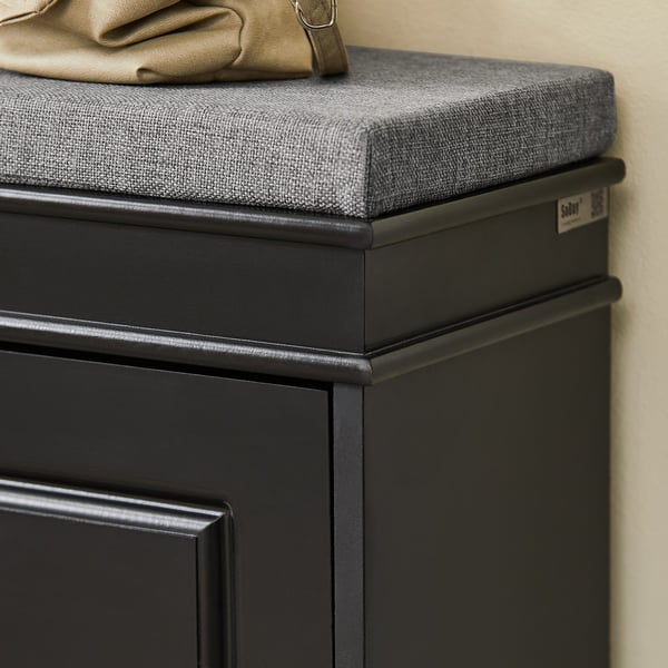 SoBuy Skoskab med bænk og 2 klapdøre – 104×24×51 cm | Pladsbesparende | Sort FSR64-SCH