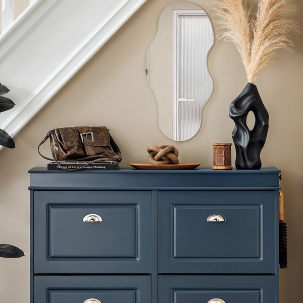 SoBuy Skoskab med 4 klapdøre – 105x24x82cm | Pladsbesparende | Blå FSR79-B
