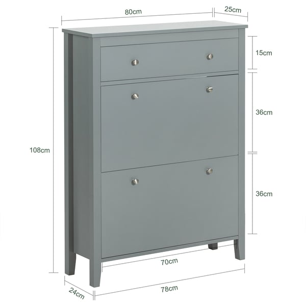 SoBuy Skoskab med 2 klapdøre – 80X25X108cm | Pladsbesparende | Grå FSR89-HG