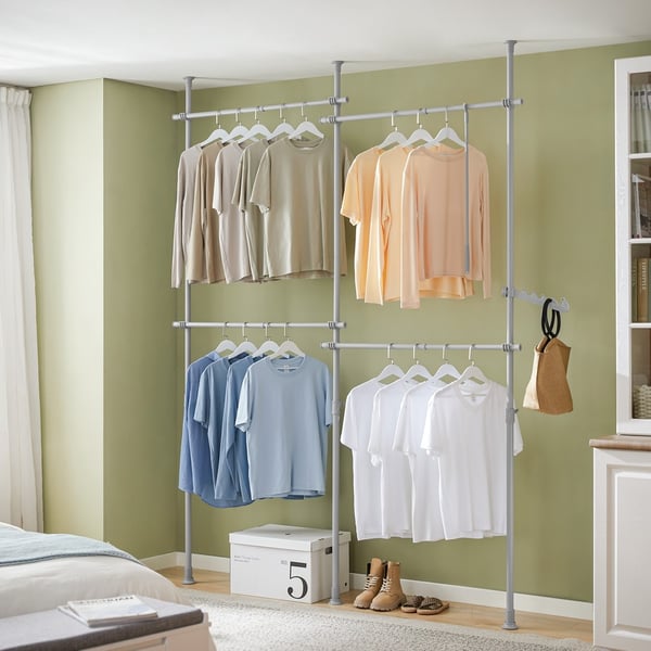 SoBuy Tøjstativ B124-226xH200-295cm– Justerbar | Grå KLS03-II-HG