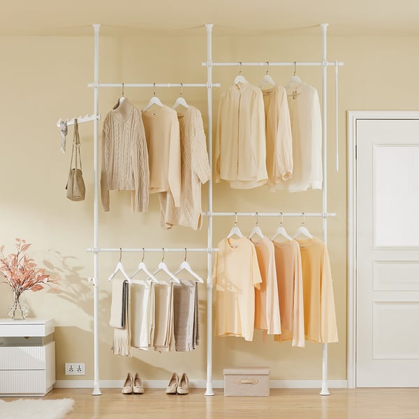 SoBuy Tøjstativ B124-226xH200-295cm– Justerbar | Hvid KLS03-II-W