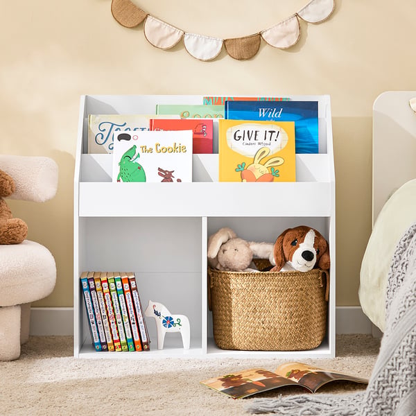 SoBuy Børne bogreol med 5 åbne rum 68x30x68cm - Legetøjsreol & Bogreol | Hvid KMB01-II-W