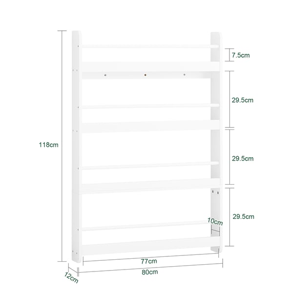 SoBuy Børne bogreol 80x12x118cm – 4 Hylder | Legetøjsreol & Bogreol | Hvid KMB08-II-W