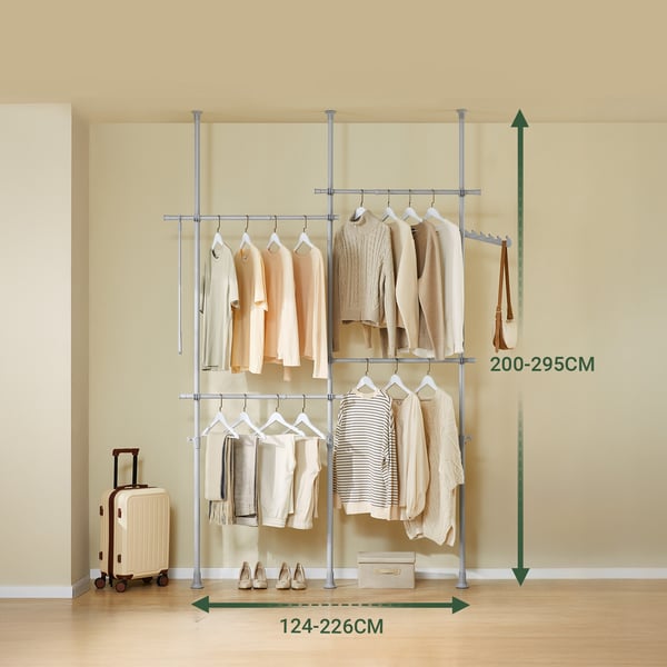 SoBuy Tøjstativ B124-226xH200-295cm– Justerbar | Grå KLS03-II-HG
