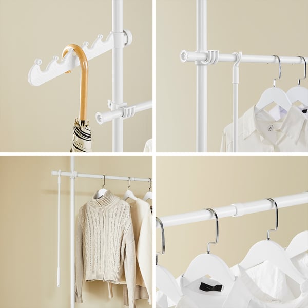 SoBuy Tøjstativ B124-226xH200-295cm– Justerbar | Hvid KLS03-II-W