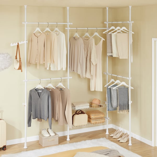 SoBuy Tøjstativ B209-311xH200-295cm– Justerbar | Hvid KLS04-II-W