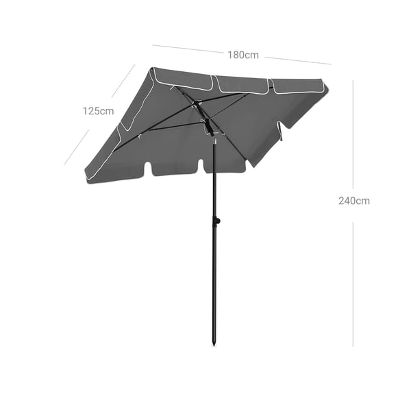 Patiosateenvarjo, 180x125x240 cm, Harmaa