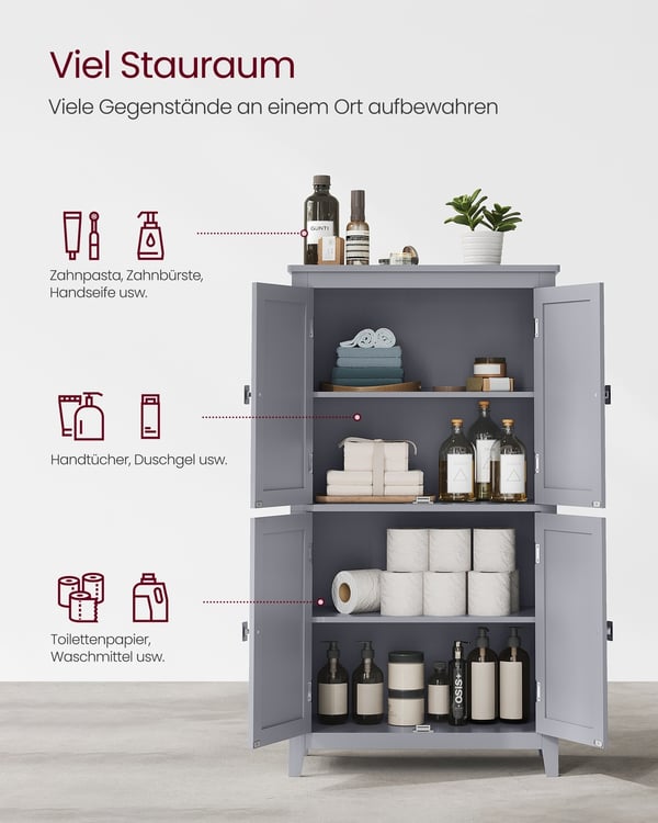 Baderomsskap, 4 dører, justerbare hyller