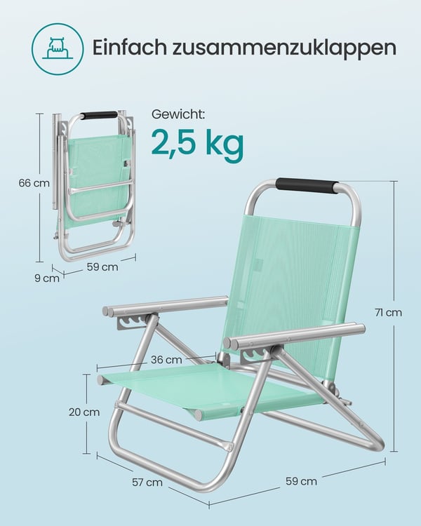 Strandstol, 57x59x71 cm, Grön