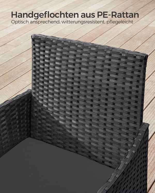 Utemøbelsett, loungesett med bord og 2 stoler, 56,5x54,5x81,5 cm, svart