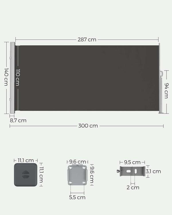 Sidomarkis, 140x300 cm, Antracit