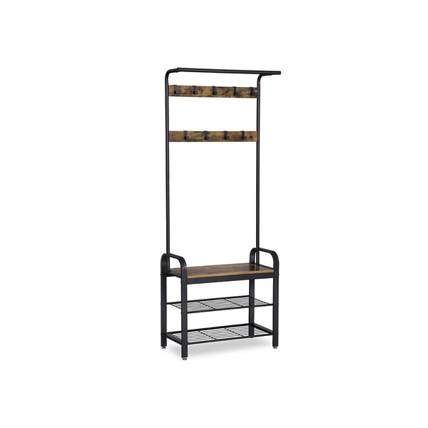 Kleshenger med benk, 72x183x33,7 cm, Brun