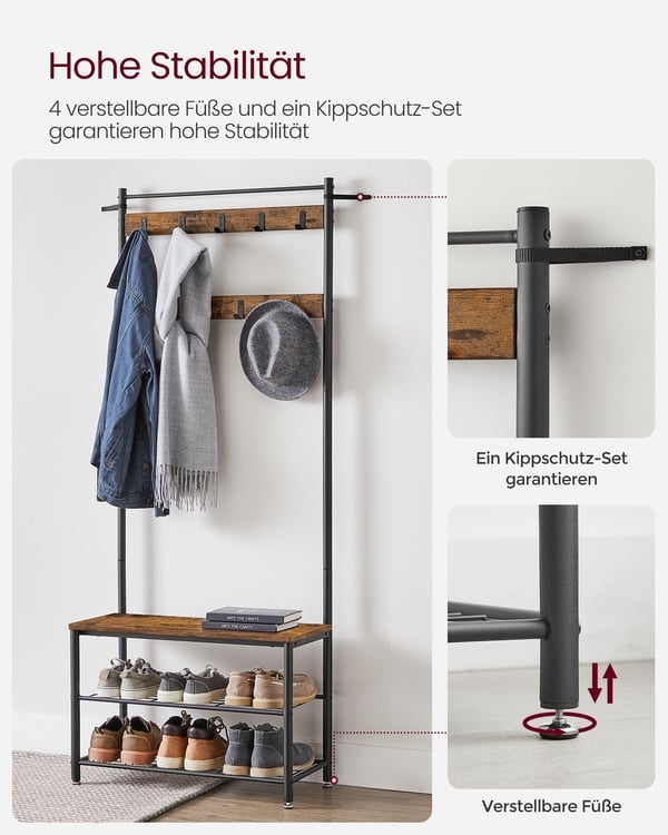 Takkiteline, 70x175x32 cm, Ruskea
