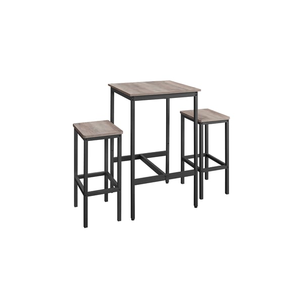 Barbord og barkrakker sett, 60x60x90 cm bord, 30x40x65 cm krakker, greige
