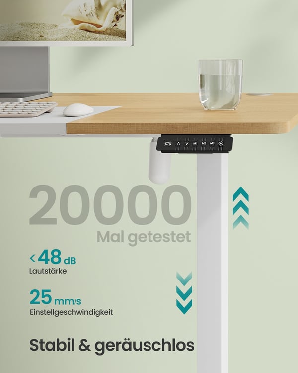 Elektrisk Højdejusterbart Skrivebord, 120x60x72-120 cm, Gul