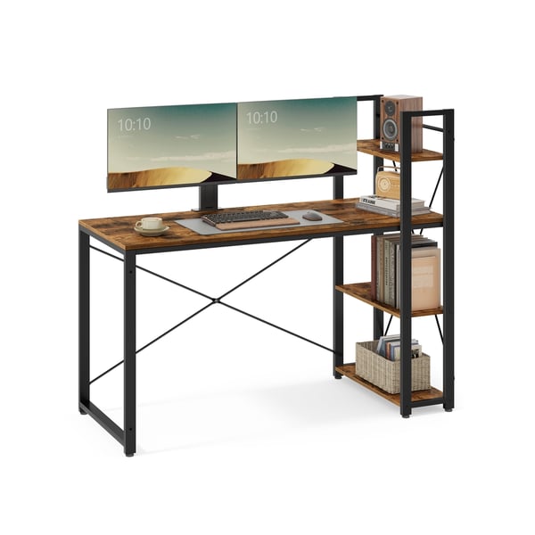 Skrivebord, 56x137,2x120 cm, Brun Svart