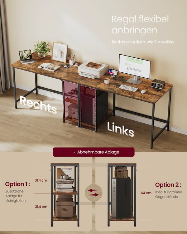 Skrivebord, 60x120x75 cm, brun sort
