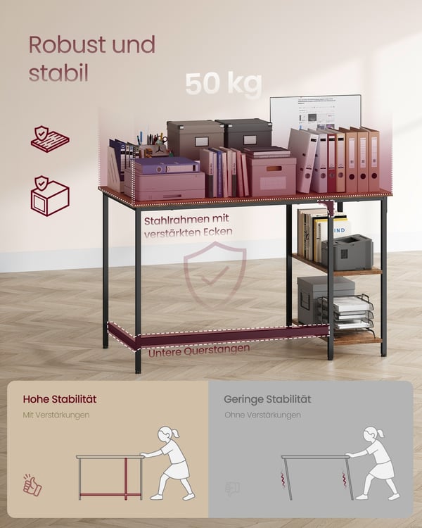 Skrivebord, 60x120x75 cm, brun sort