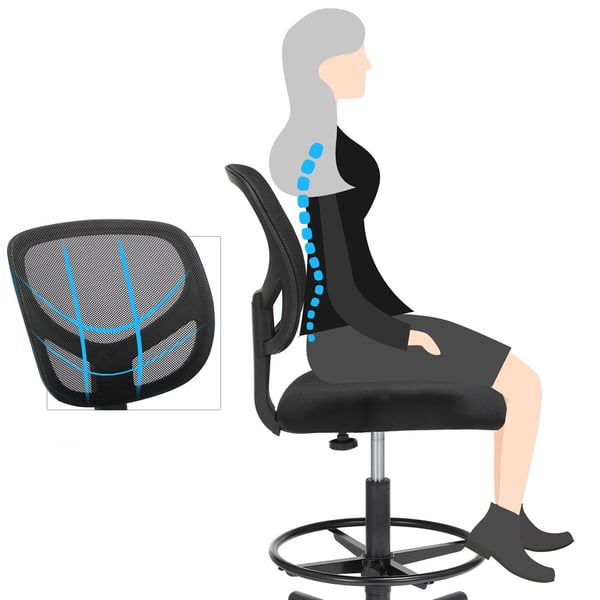 Kontorstol, Ergonomisk arbeidskrakk, 56x48x45 cm, Svart