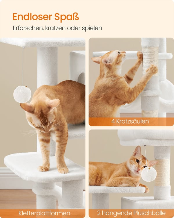 Kattetræ, 45x35x112 cm, Creme