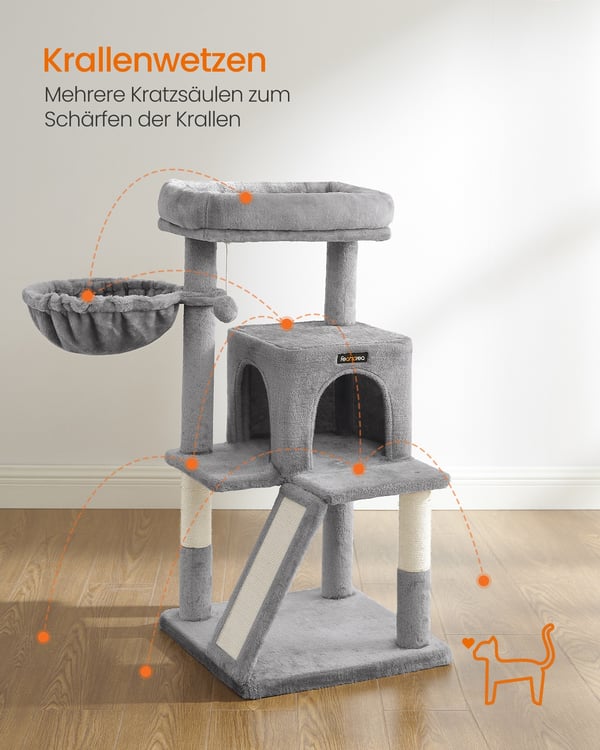 Kattträd, 48x48x96 cm, Ljusgrå