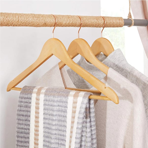 Puiset henkarit, 44,5x1,2x23 cm, luonnollinen