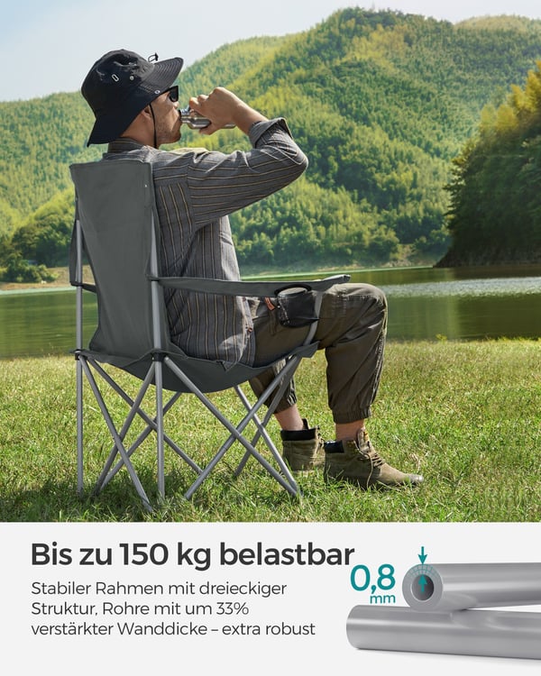 Sammenklappelig stol, 54x86x97 cm, grå