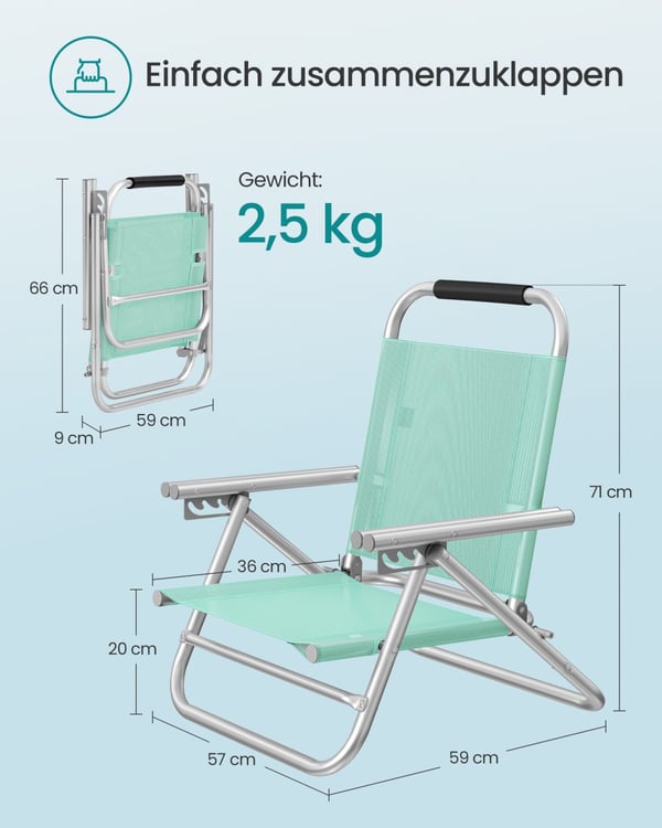 Strandstol, 57x59x71 cm, Blå
