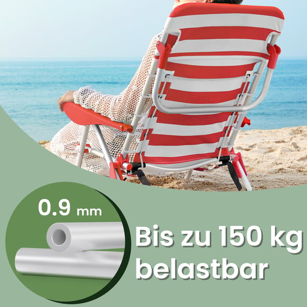 Strandstol, 68x63x75 cm, Röd