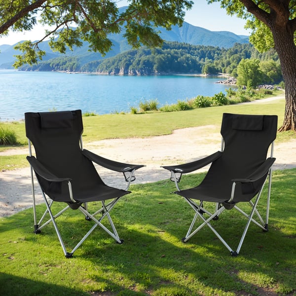 Campingstol, 70x81x91 cm, Svart
