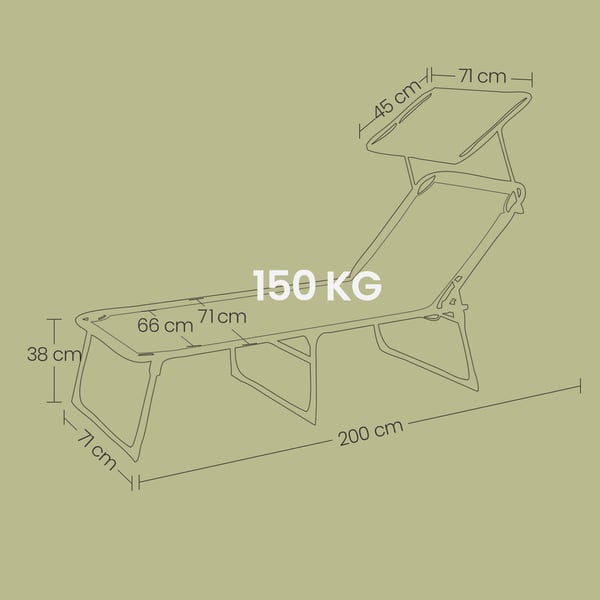 Solstol, 71x200x38 cm, Antracit