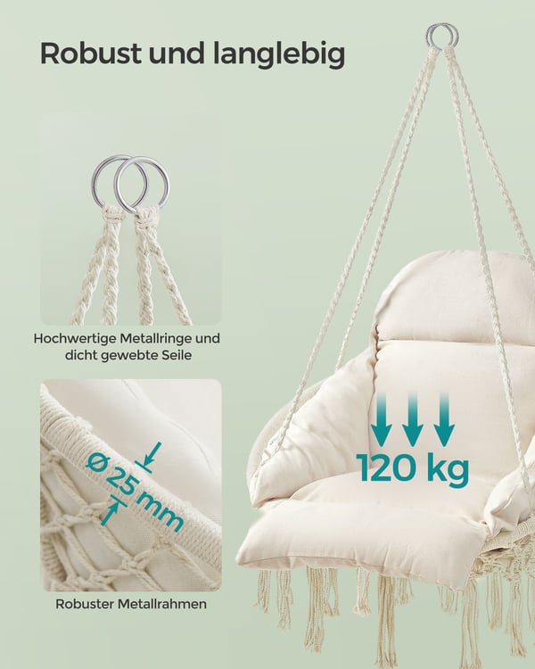Hængestol, 133x80x60 cm, Beige