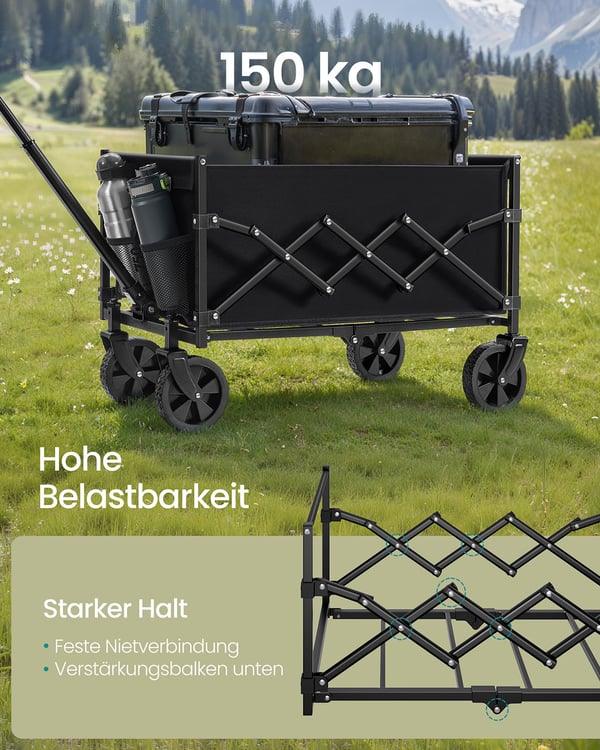 Sammenleggbar håndvogn, 42x67x90,5 cm, Svart
