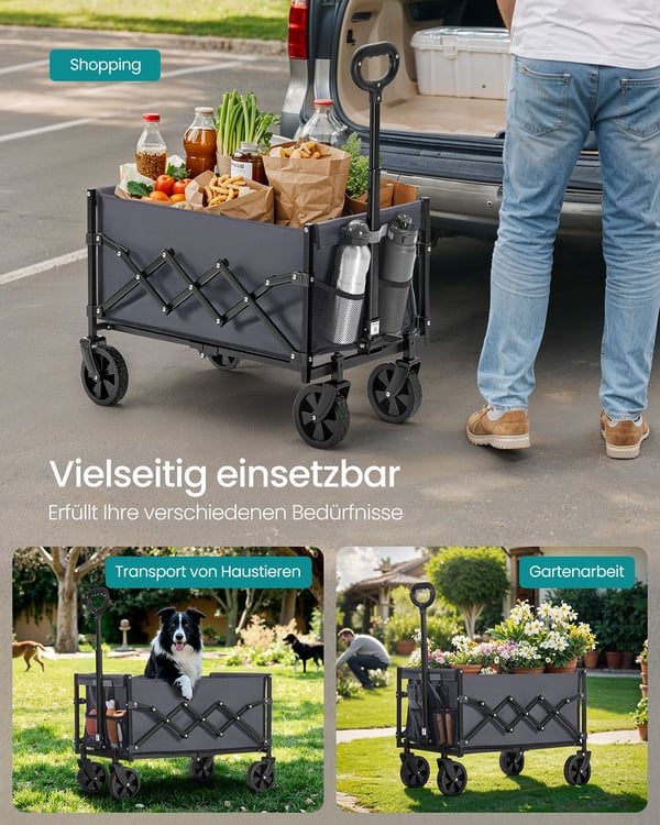 Sammenklappelig Havevogn, 42x67x90,5 cm, Grå