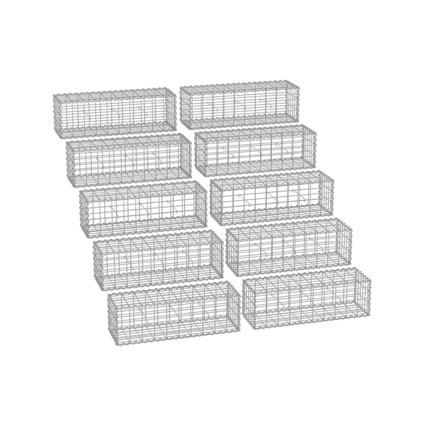 Gabionkasse, 100x30x30 cm, sølv