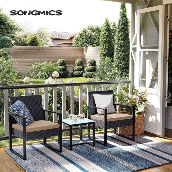 Utemøbelsett, loungesett, 53x57,5x76 cm stoler, 42x40x39 cm bord, svart