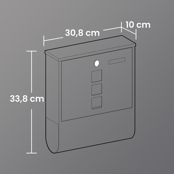 Brevinkast, 10x30,8x33,8 cm, Svart