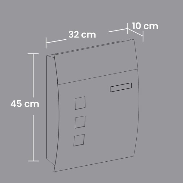 Postkasse, 32x10x45 cm, Antracit